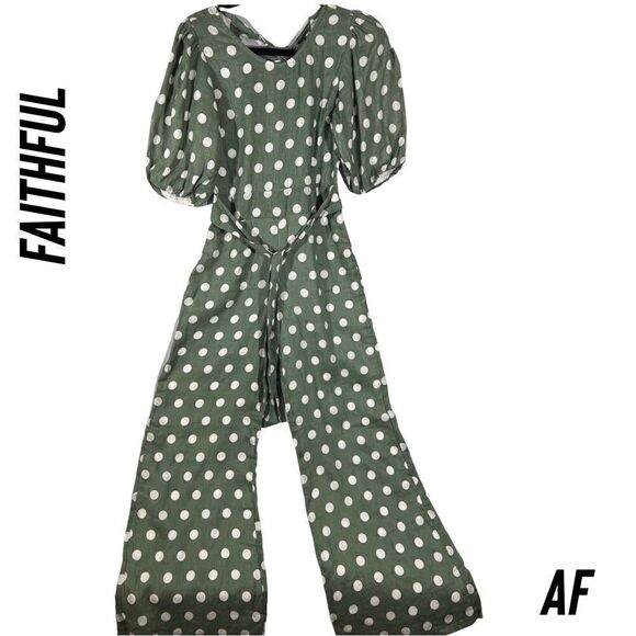 FAITHFUL DARIEN DOT LINEN JUMPSUIT IN EMELDA SLATE - Picture 7 of 12